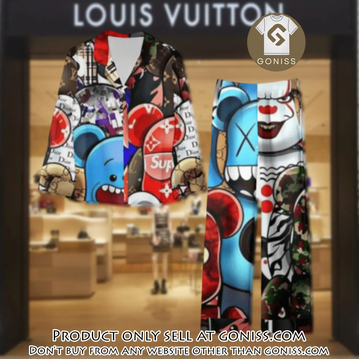 Trending luxury lv satin pajama set pjs1076 gn1206649